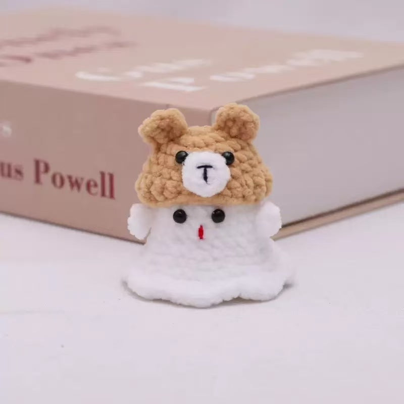 Handmade Crochet Ghost Dog Keychain – Cute White Mini Plush Character Bag Charm 👻