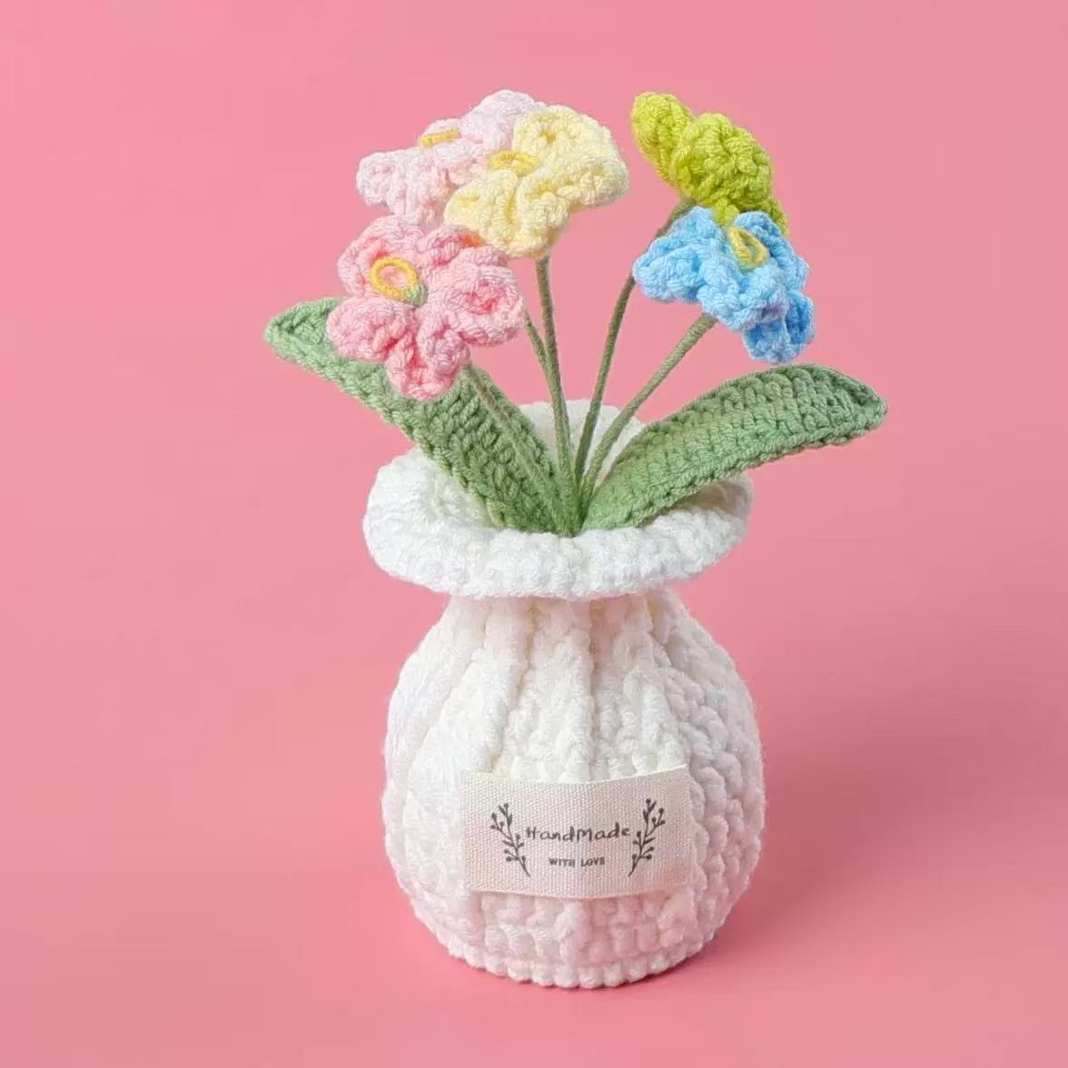 Handmade Crochet Macaron Multicolor Flower Pot