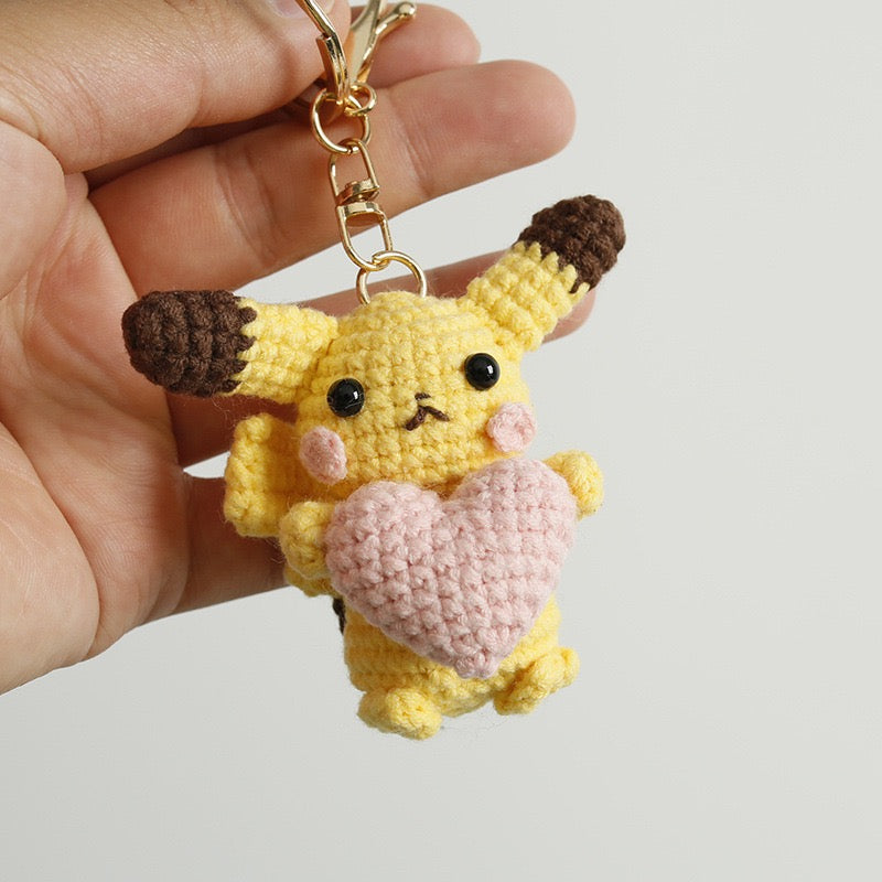 Handmade Crochet Pikachu Keychain – Cute Yarn Anime-Inspired Bag Charm