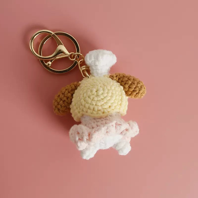 Handmade Crochet Casual Kitty Keychain – Cute Yarn Anime-Inspired Plush Bag Charm