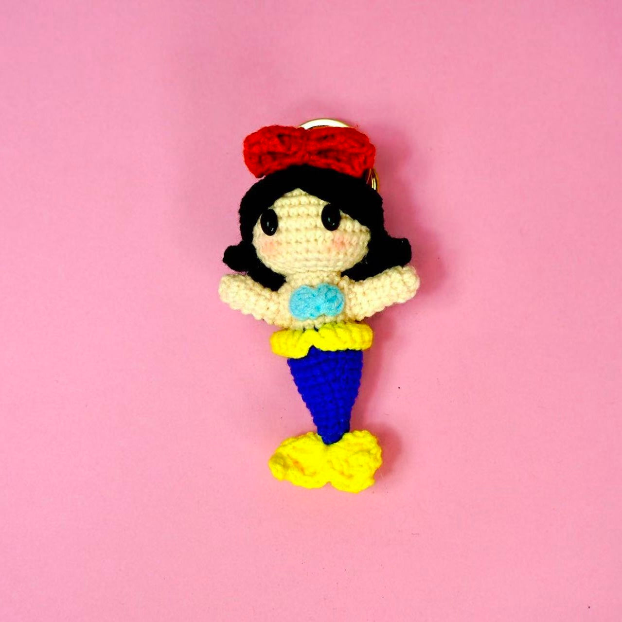 Crochet Snow White Mermaid Style Charm