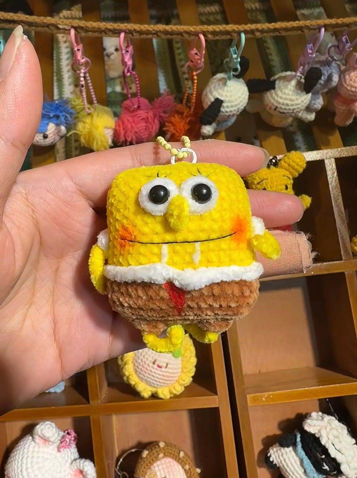 Handmade Crochet SpongeBob Doll – Cute Yellow Plush Keychain Toy