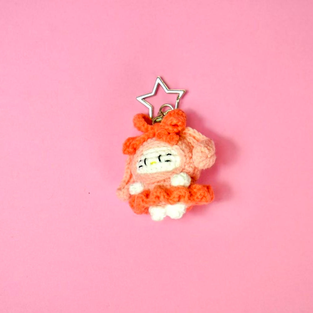 Handmade Crochet Coral Pink Hello Kitty Charm