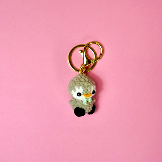 Handmade Crochet Classic Grey Penguin Keychain