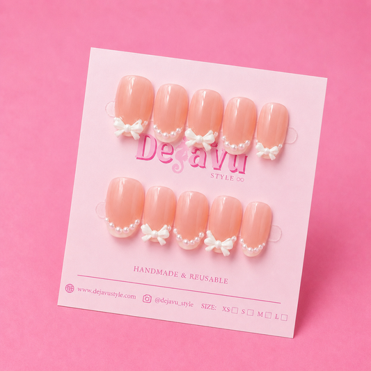 521 Pearl Ribbon French Nails