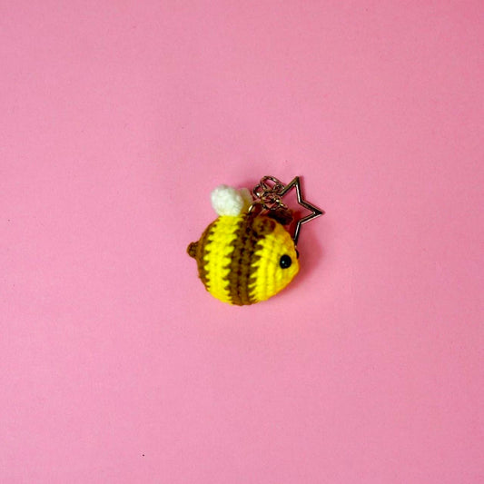 Handmade Crochet Chubby Bumblebee Keychain