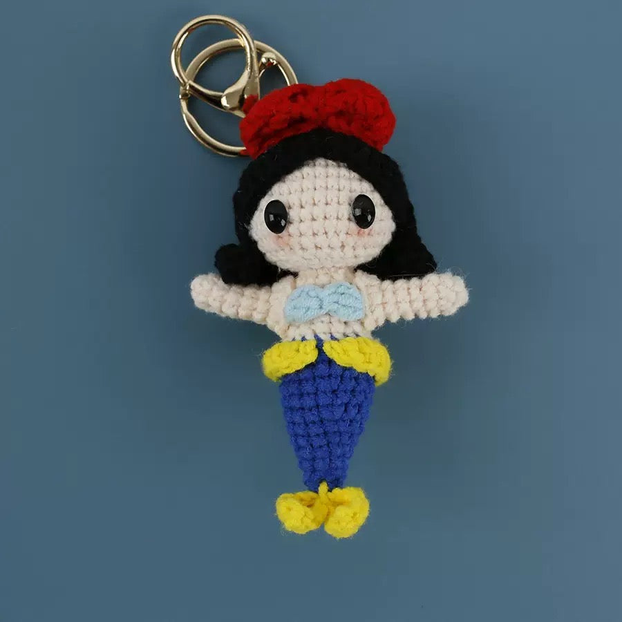 Snow White Mermaid Crochet Keychain