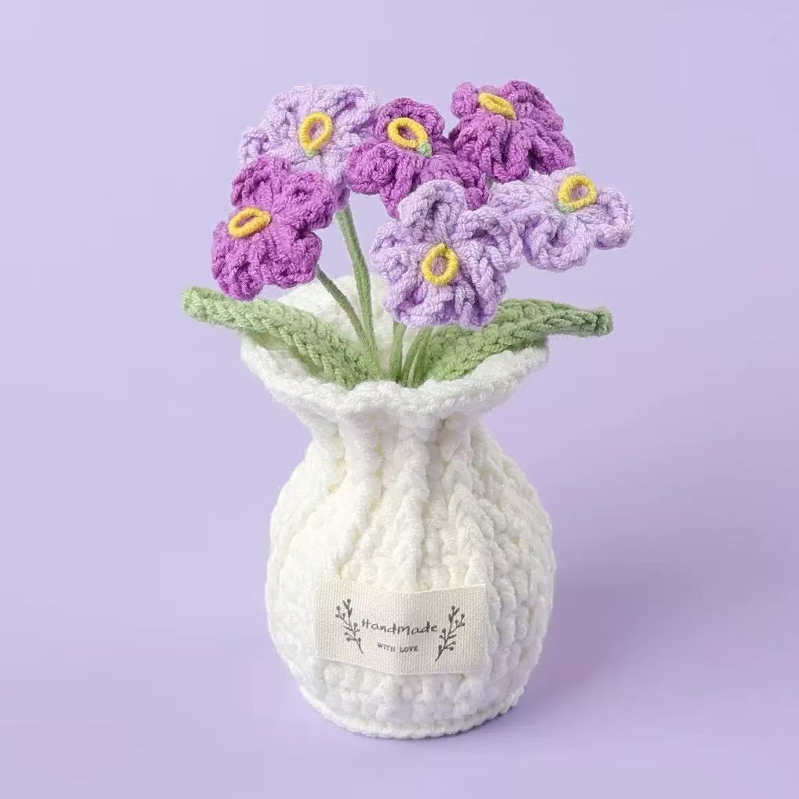 Handmade Crochet Purple Forget-Me-Not Pot