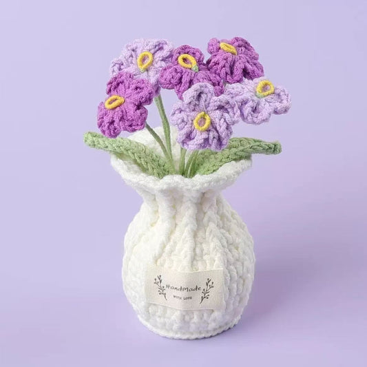 Handmade Crochet Purple Forget-Me-Not Pot