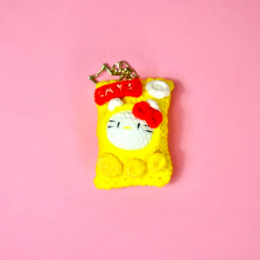 Handmade Crochet Potato Chip Bag Hello Kitty Charm