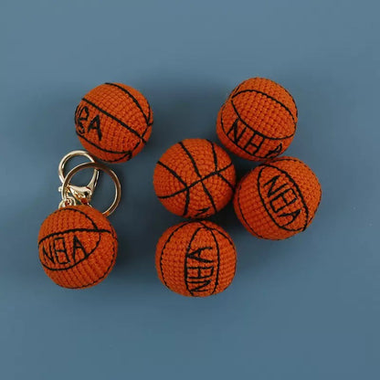 Handmade Crochet Basketball Keychain – Creative Yarn Sports Bag Charm