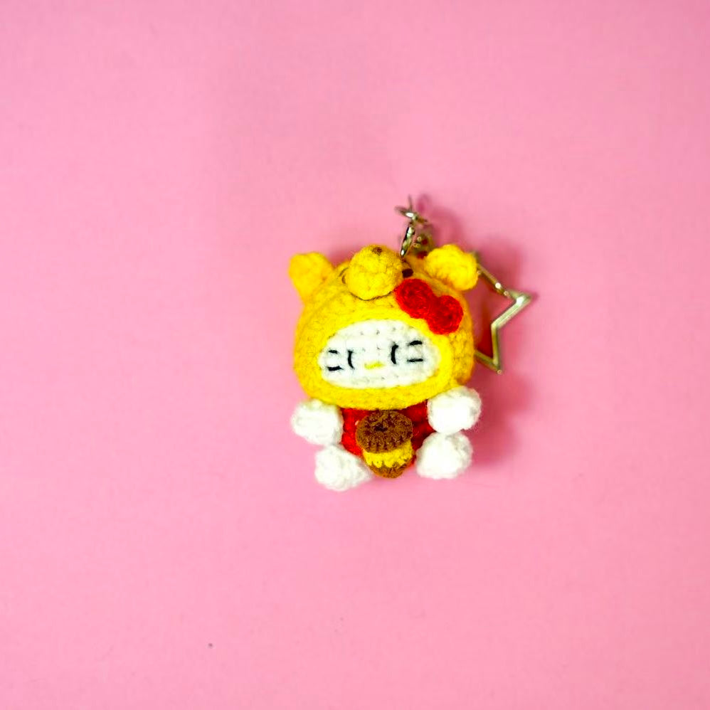 Handmade Crochet Winnie the Pooh Hello Kitty Charm