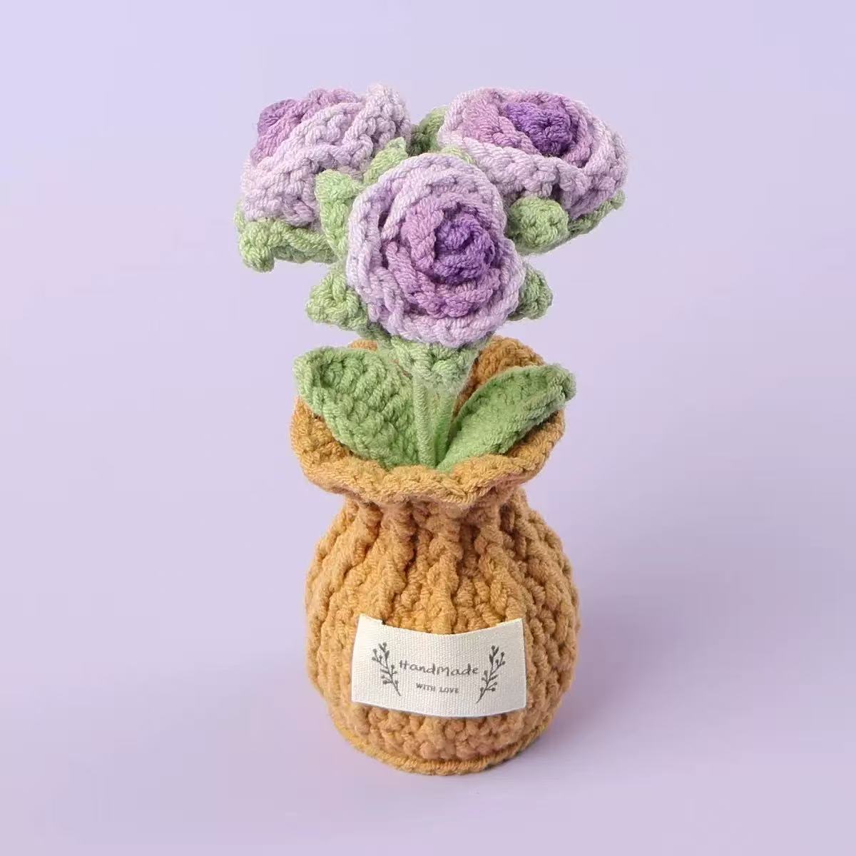 Purple Gradient Crochet Rose Pot