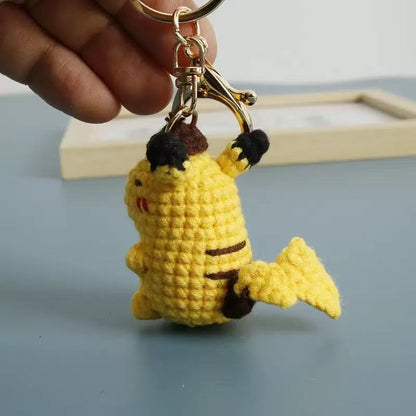 Handmade Crochet Capybara-Pikachu Keychain – Cute Yellow Yarn Plush Animal Bag Charm