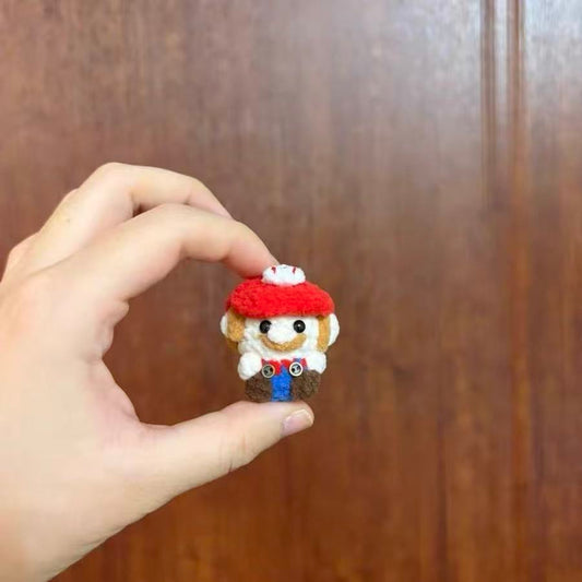 Handmade Crochet Mario Keychain – Cute Red Mini Plush Character Bag Charm