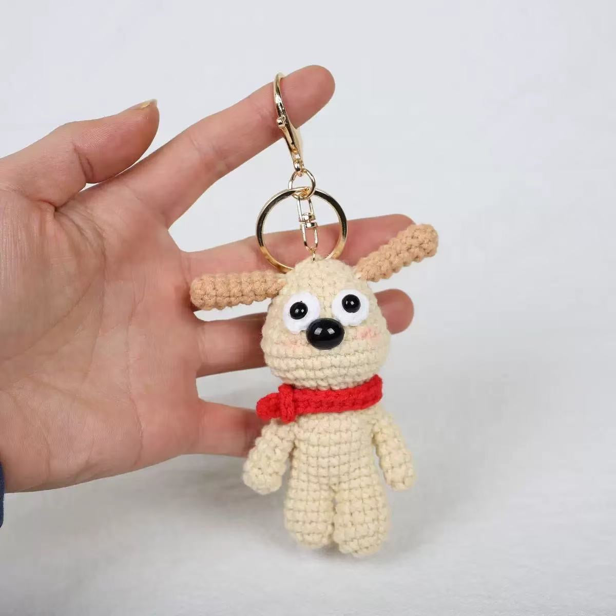 Handmade Crochet Puppy Keychain – Cute Yarn Plush Dog Bag Charm
