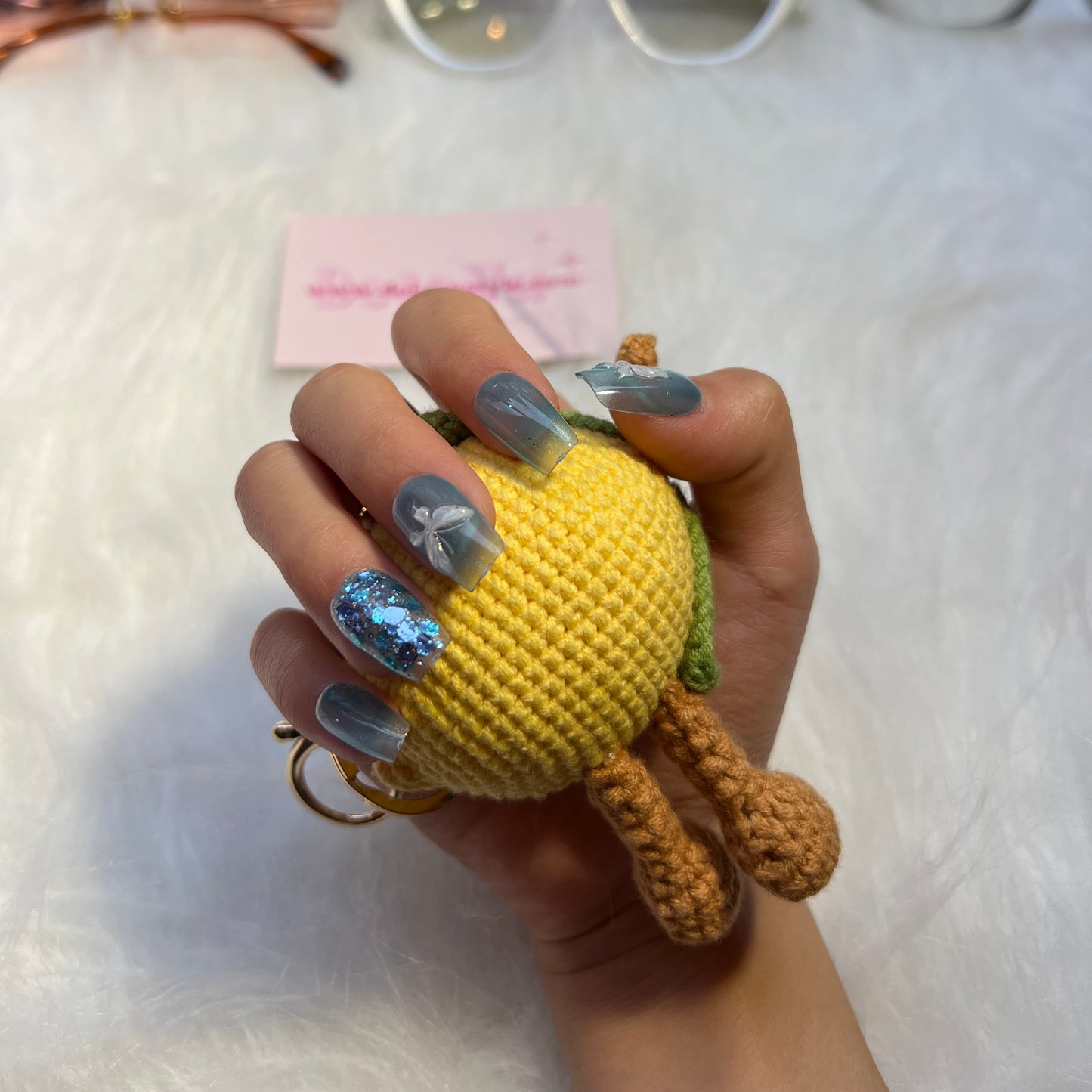 94 Blue Silver Butterfly Nails