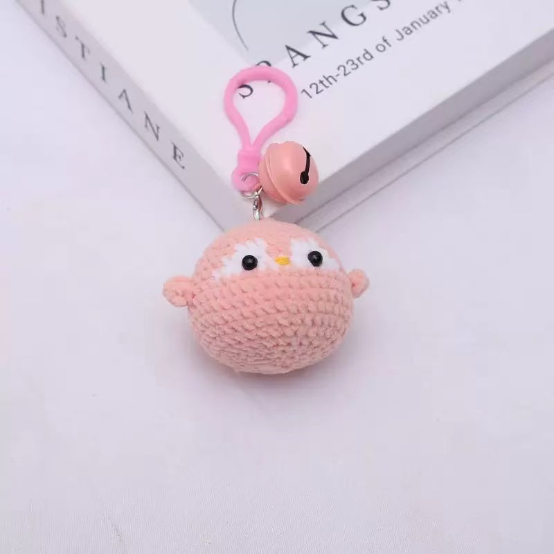 Handmade Crochet Pink Bird Keychain – Cute Pink Mini Plush Animal Bag Charm 🐦