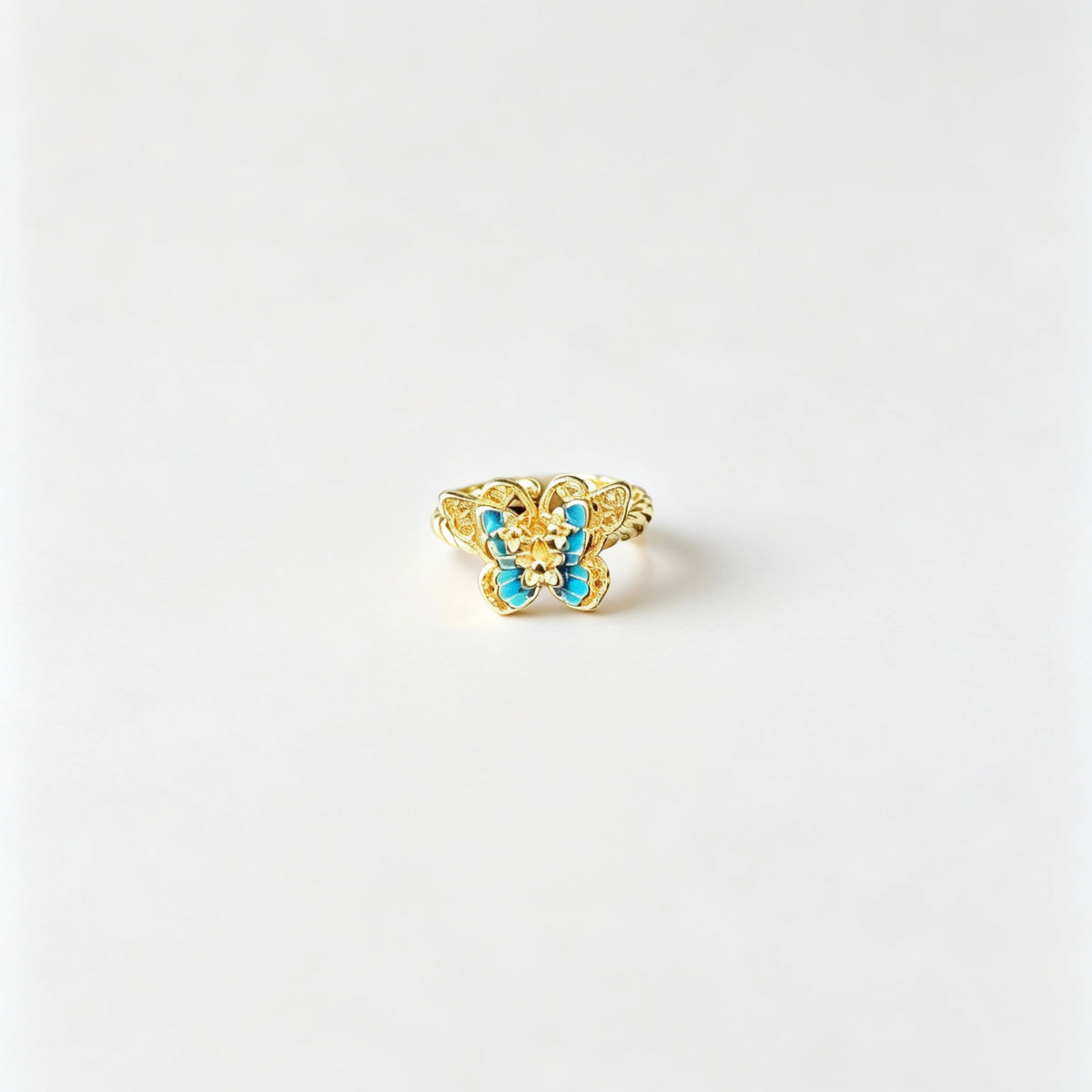 Shimmering Gold Butterfly Ring