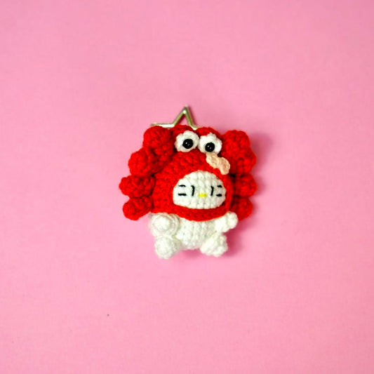 Handmade Crochet Crab Hello Kitty Charm