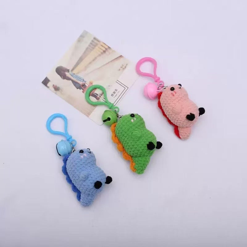 Handmade Crochet Dinosaur doll pendant – Cute style is suitable for small dolls hanging on mobile phones and schoolbags.