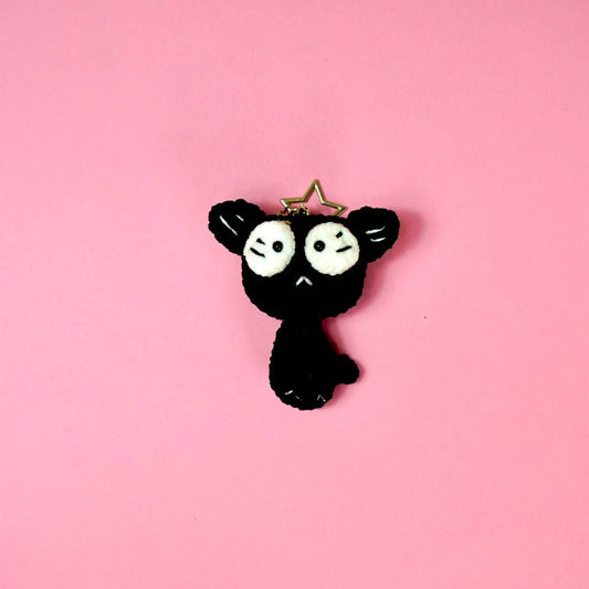 Handmade Crochet Black Cat Keychain
