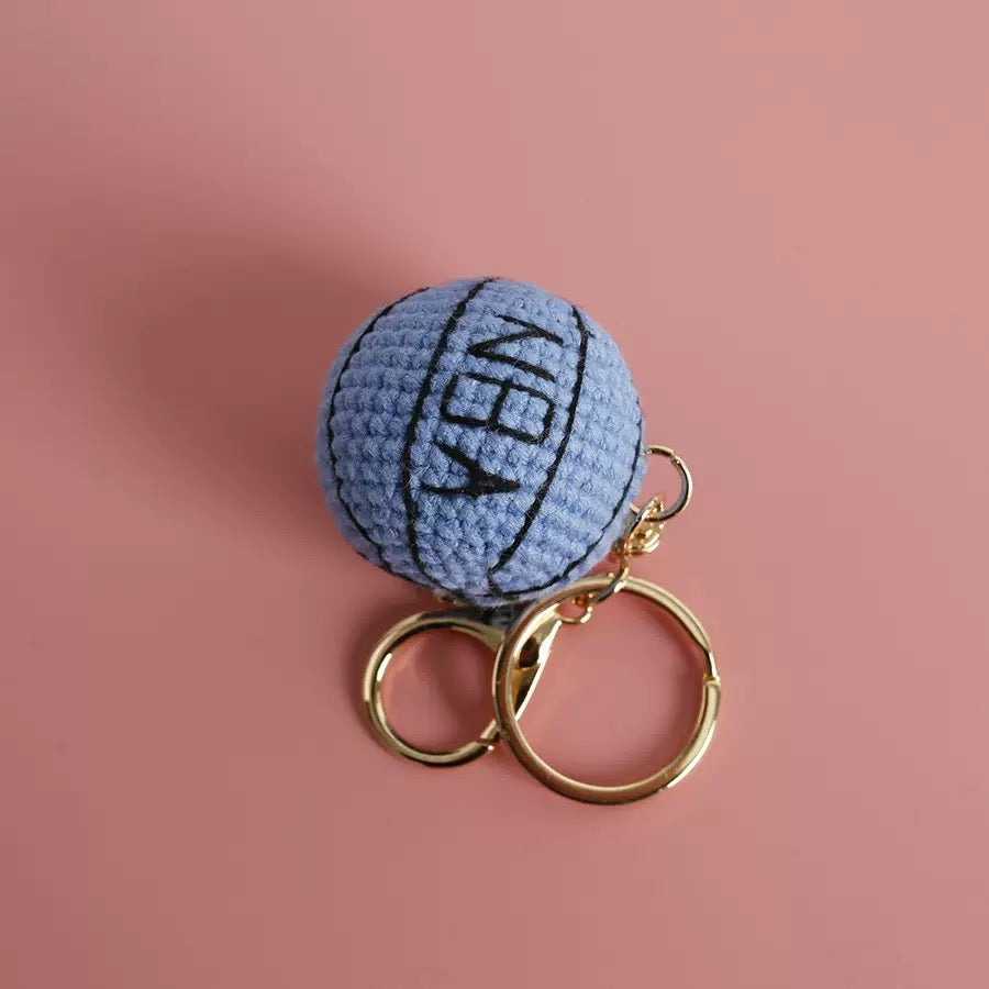 Handmade Crochet Basketball Keychain – Creative Yarn Sports Bag Charm