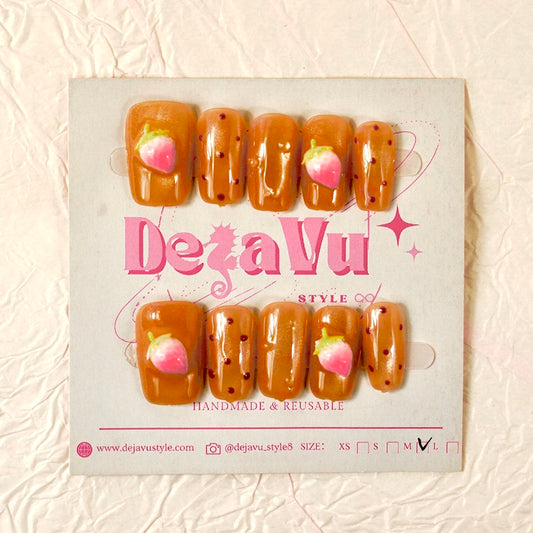 543 Caramel Berry Pop Nails