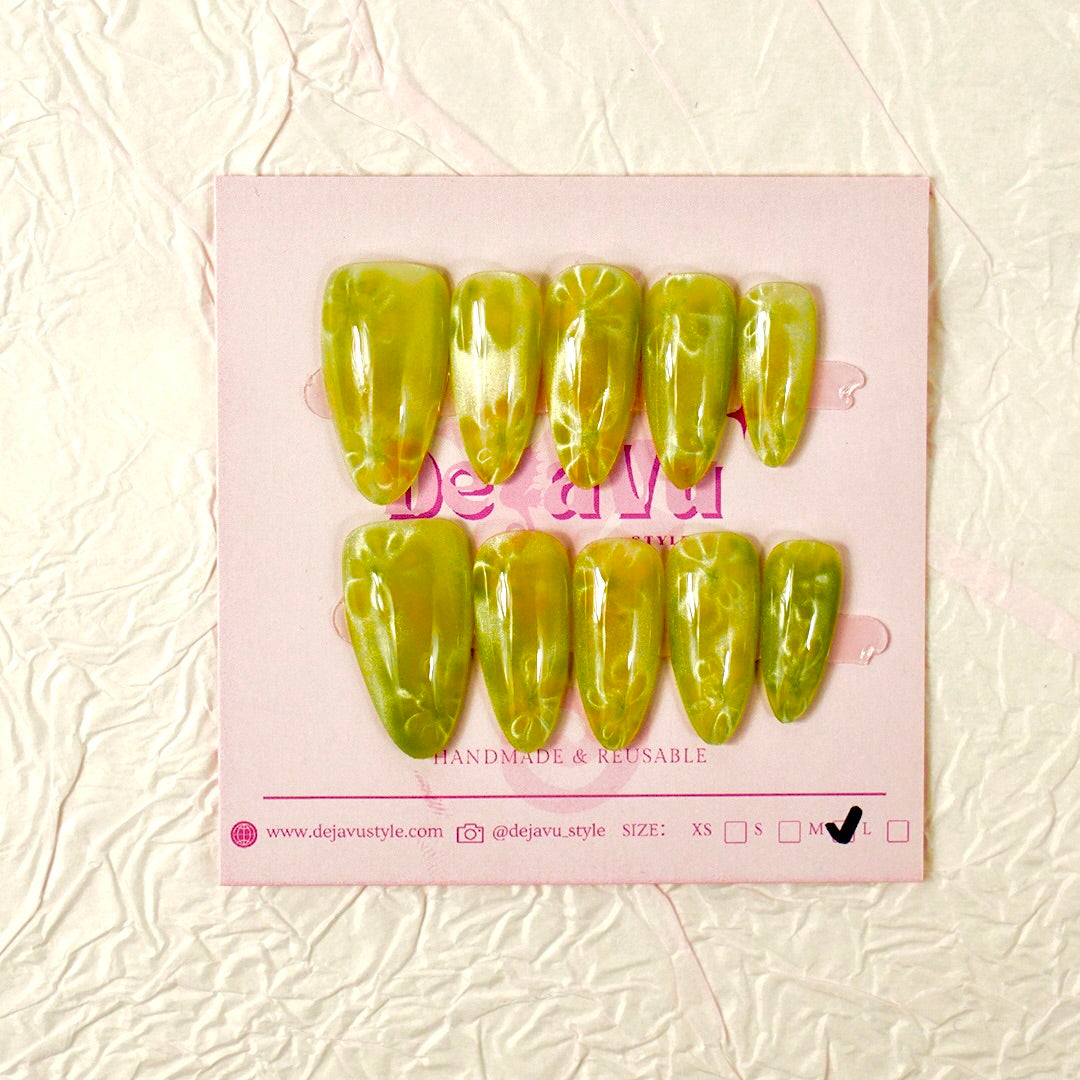 524 Matcha Swirl Nails