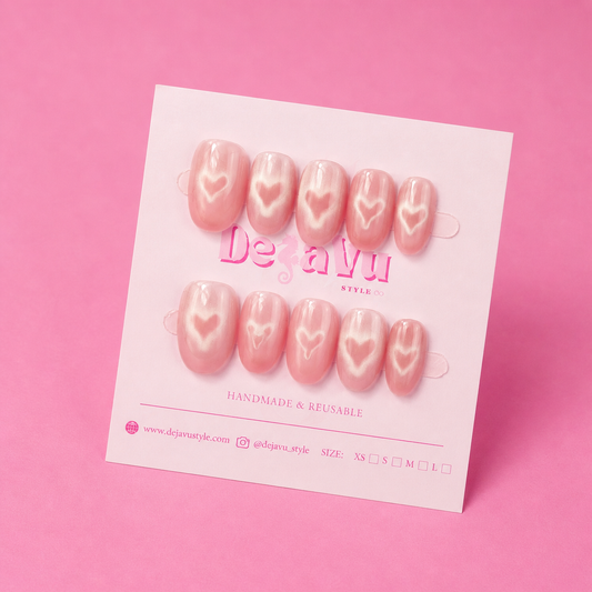 544 Pink Velvet Heart Nails