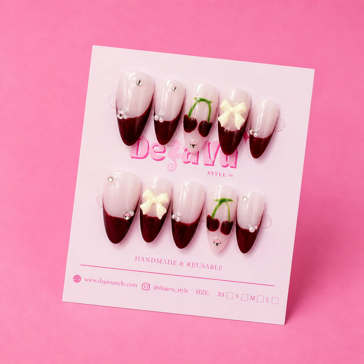 504 Cherry Bow Nails