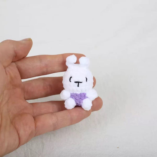 Handmade Crochet Bunny Keychain – Cute White Mini Rabbit Plush Bag Charm