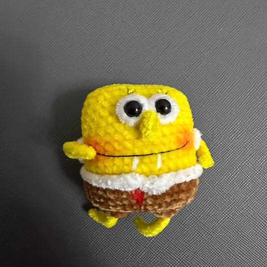 Handmade Crochet SpongeBob Doll – Cute Yellow Plush Keychain Toy