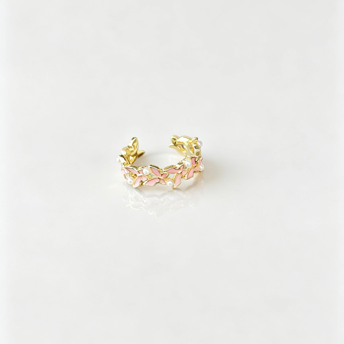 Golden Butterfly Enamel Ring