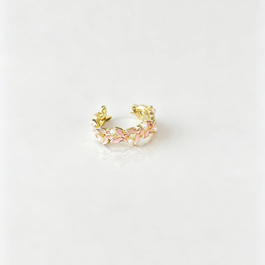 Golden Butterfly Enamel Ring