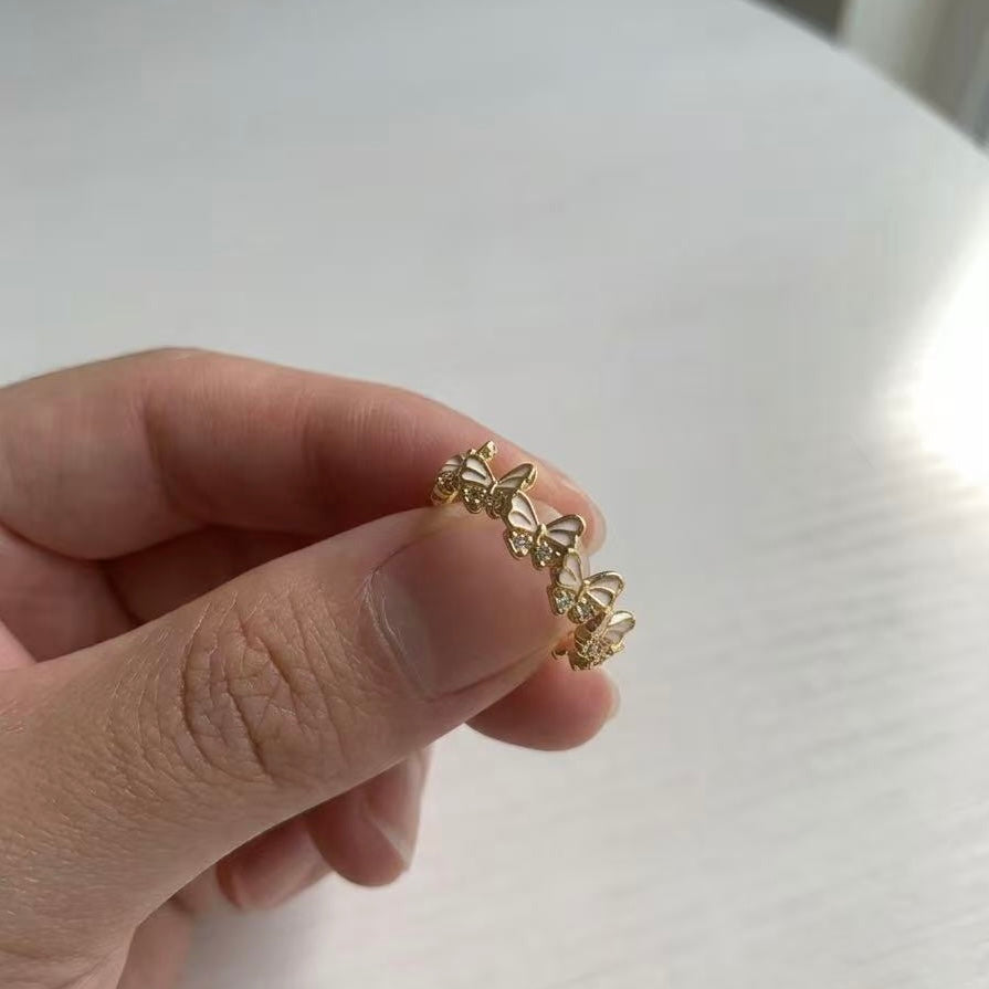 Golden Butterfly Enamel Ring