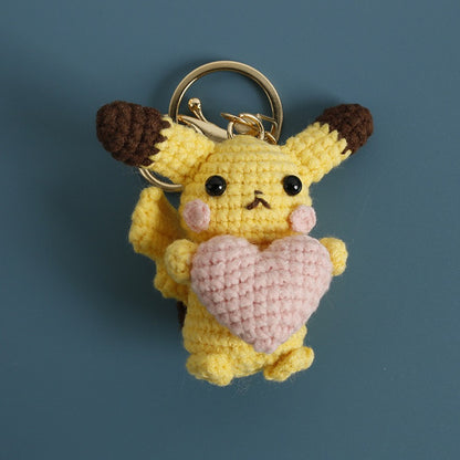 Handmade Crochet Pikachu Keychain – Cute Yarn Anime-Inspired Bag Charm