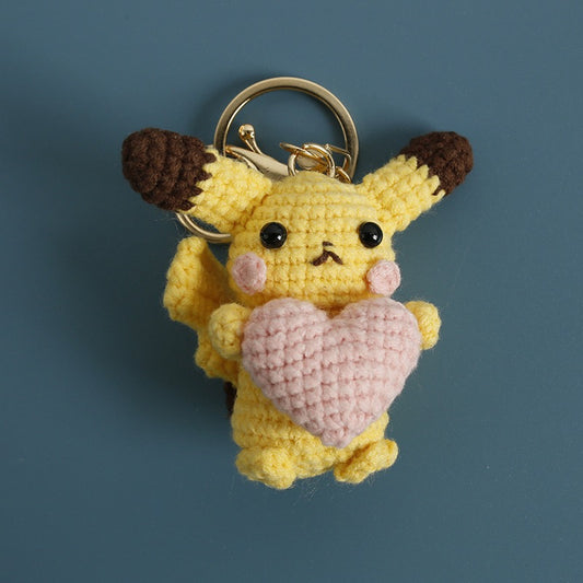 Handmade Crochet Pikachu Keychain – Cute Yarn Anime-Inspired Bag Charm