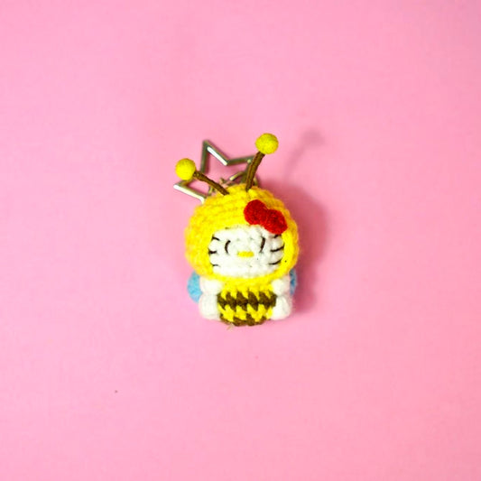 Handmade Crochet Bee Hello Kitty Charm