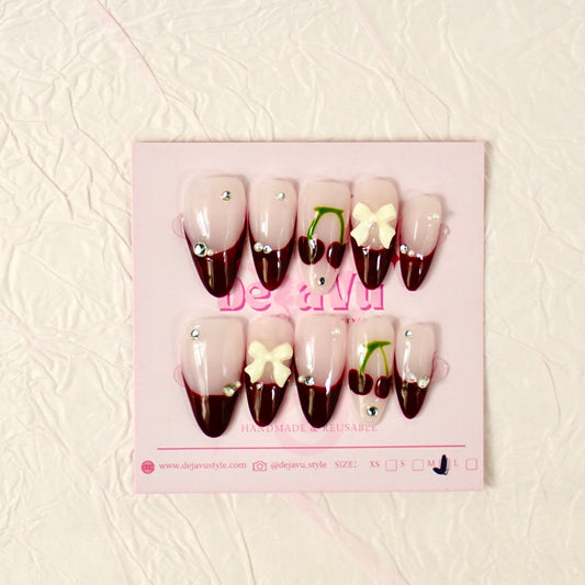 504 Cherry Bow Nails