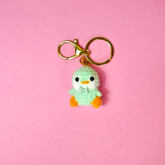 Handmade Crochet Mint Green Penguin Keychain