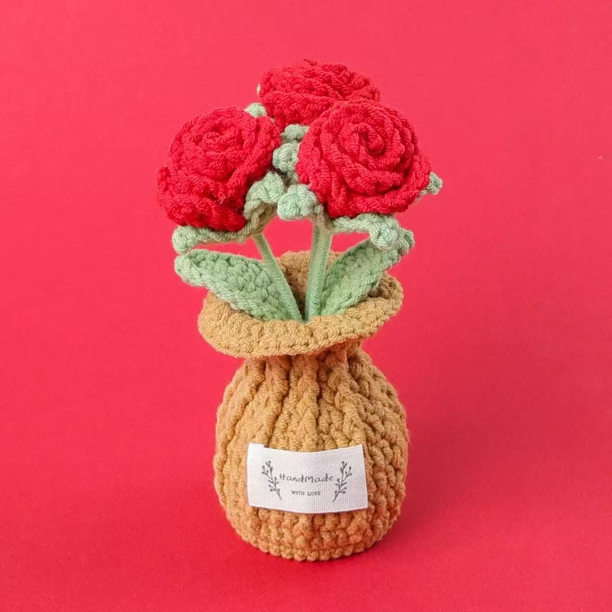 Blush Rose Crochet Vase