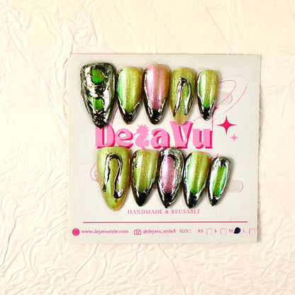 538 Chrome Lime Nails