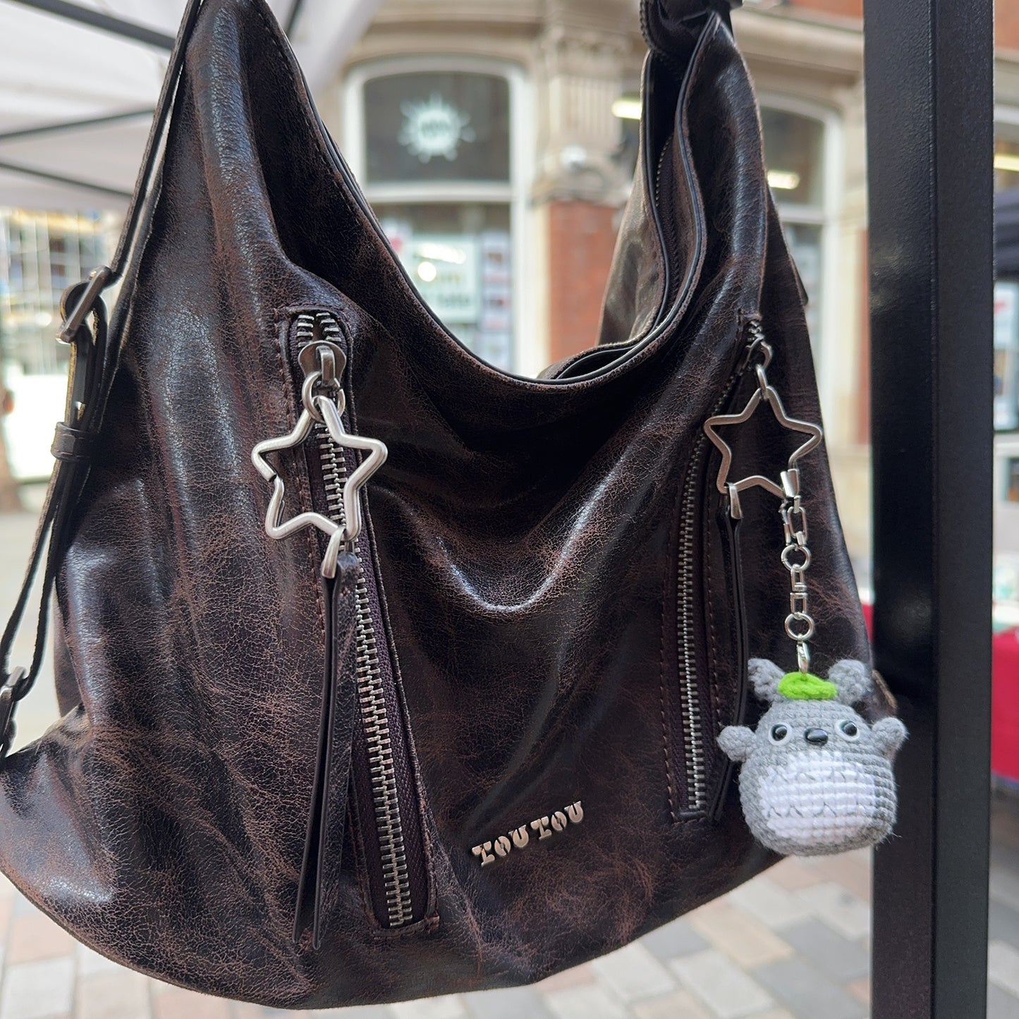 Handmade Crochet Totoro Doll – Cute Grey Plush Keychain Anime Forest Spirit Toy