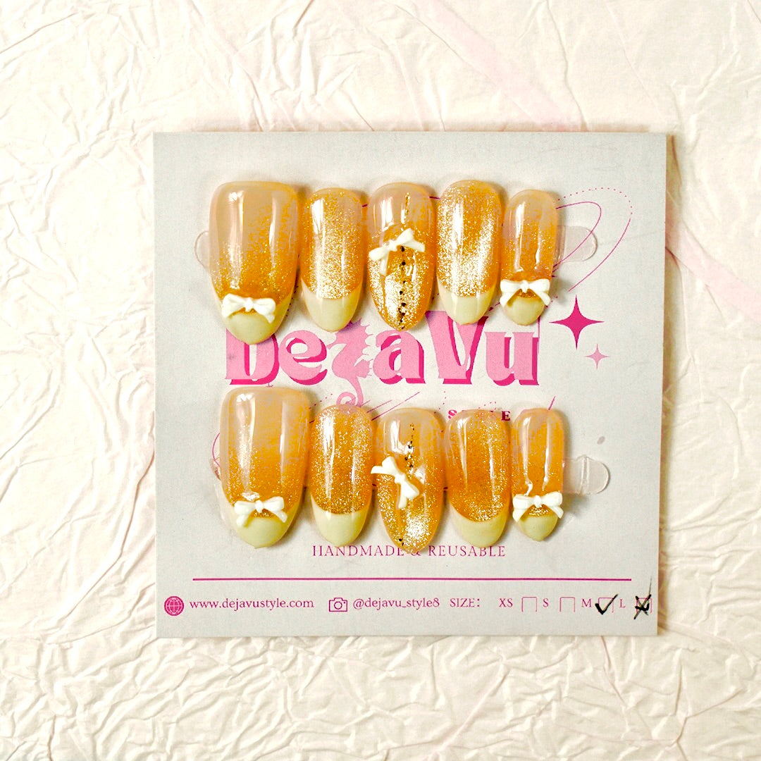 529 Honey Bow French Nails