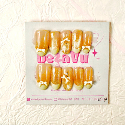 529 Honey Bow French Nails