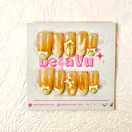 529 Honey Bow French Nails