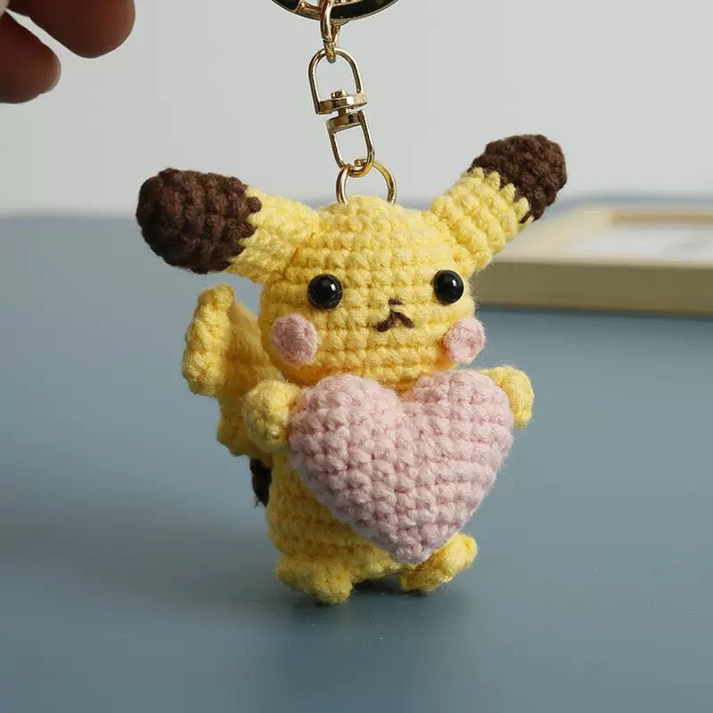 Handmade Crochet Pikachu Keychain – Cute Yarn Anime-Inspired Bag Charm
