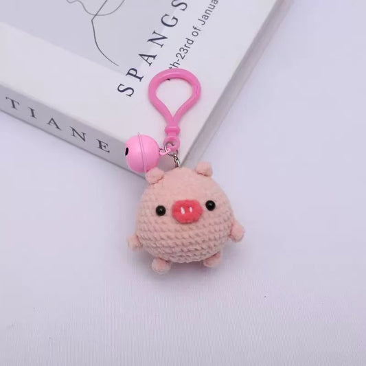 Handmade Crochet Pig Keychain – Cute Pink Mini Plush Animal Bag Charm 🐷