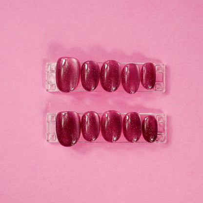 Burgundy Sparkle Nails